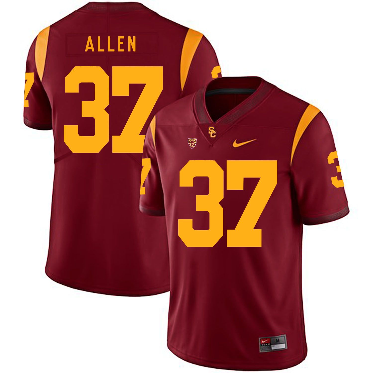 Men USC Trojans #37 Allen Red Customized NCAA Jerseys->customized ncaa jersey->Custom Jersey